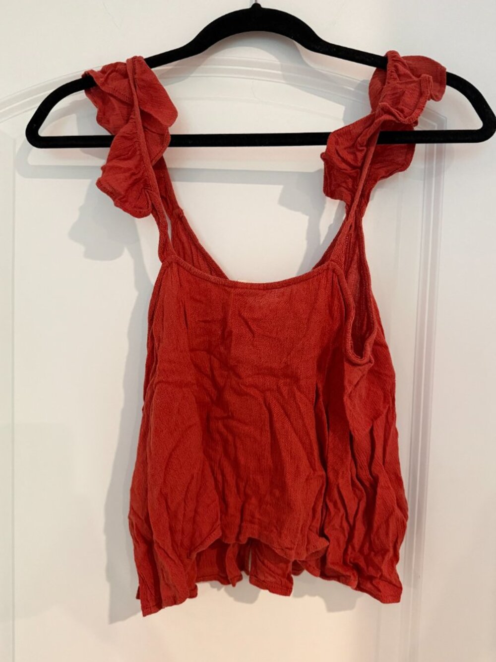 Universal Thread Coral-Orange Ruffle Flutter-Strap Top | Size M - Picture 3 of 3